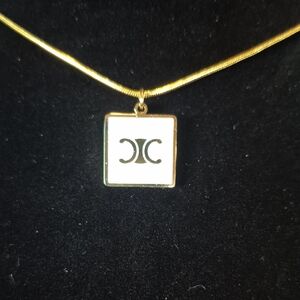 Chic Upcycled Gold Square Pendant Necklace #73